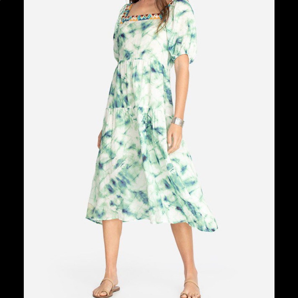Johnny Was Jade Marble Puff Sleeve MIDI dress size XL